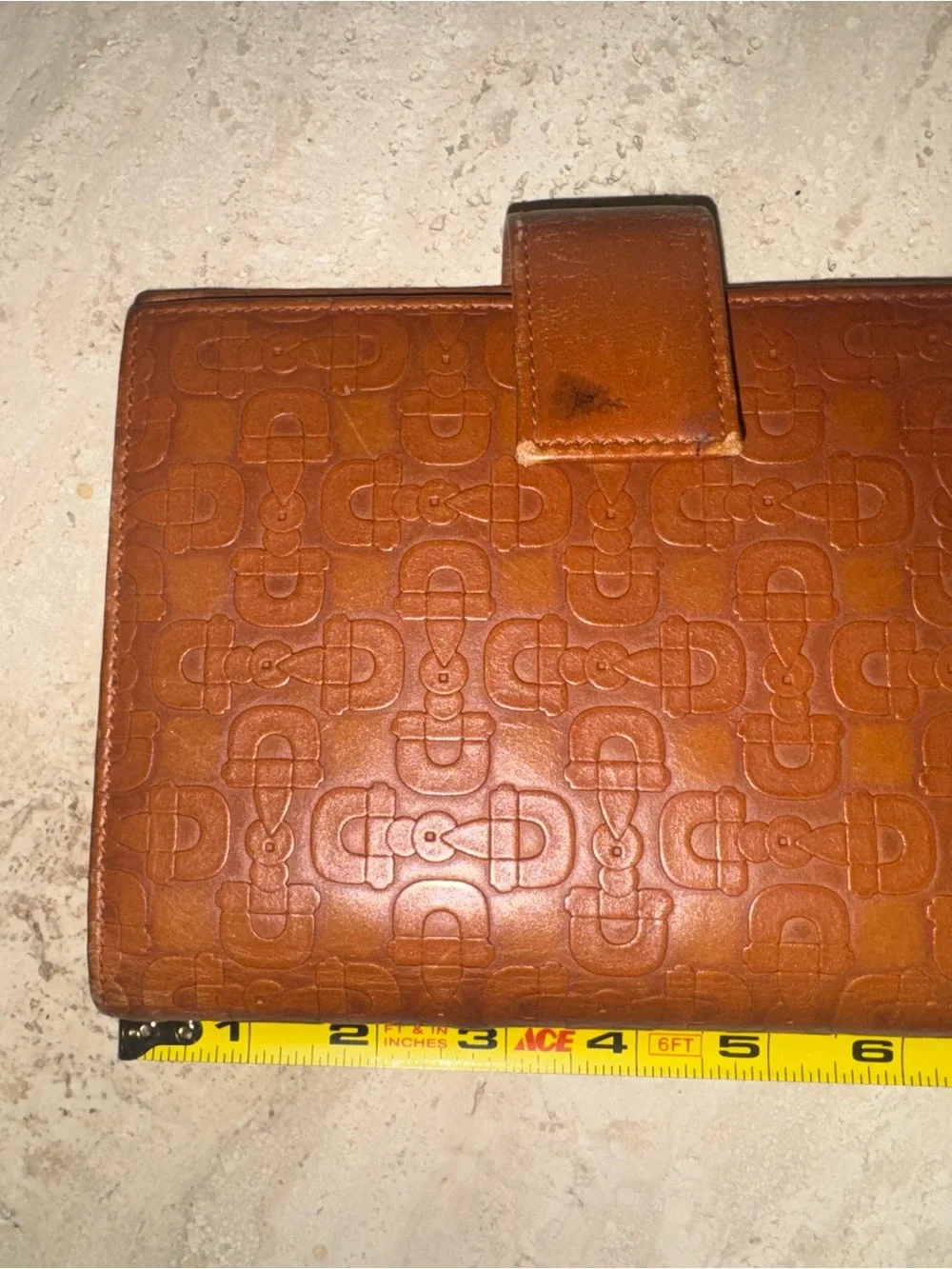 Gucci Cognac Leather Planner with Embossed Monogram